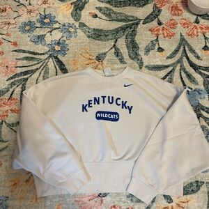 Nike Kentucky Wildcats Oversized Cropped Cream and Blue Logo Sweatshirt